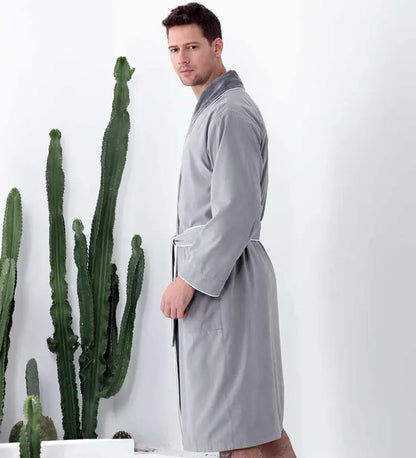 Men’s Plush Lined Double Layer Microfiber Robe – Soft Warm Bathrobe for Home, Spa & Relaxation