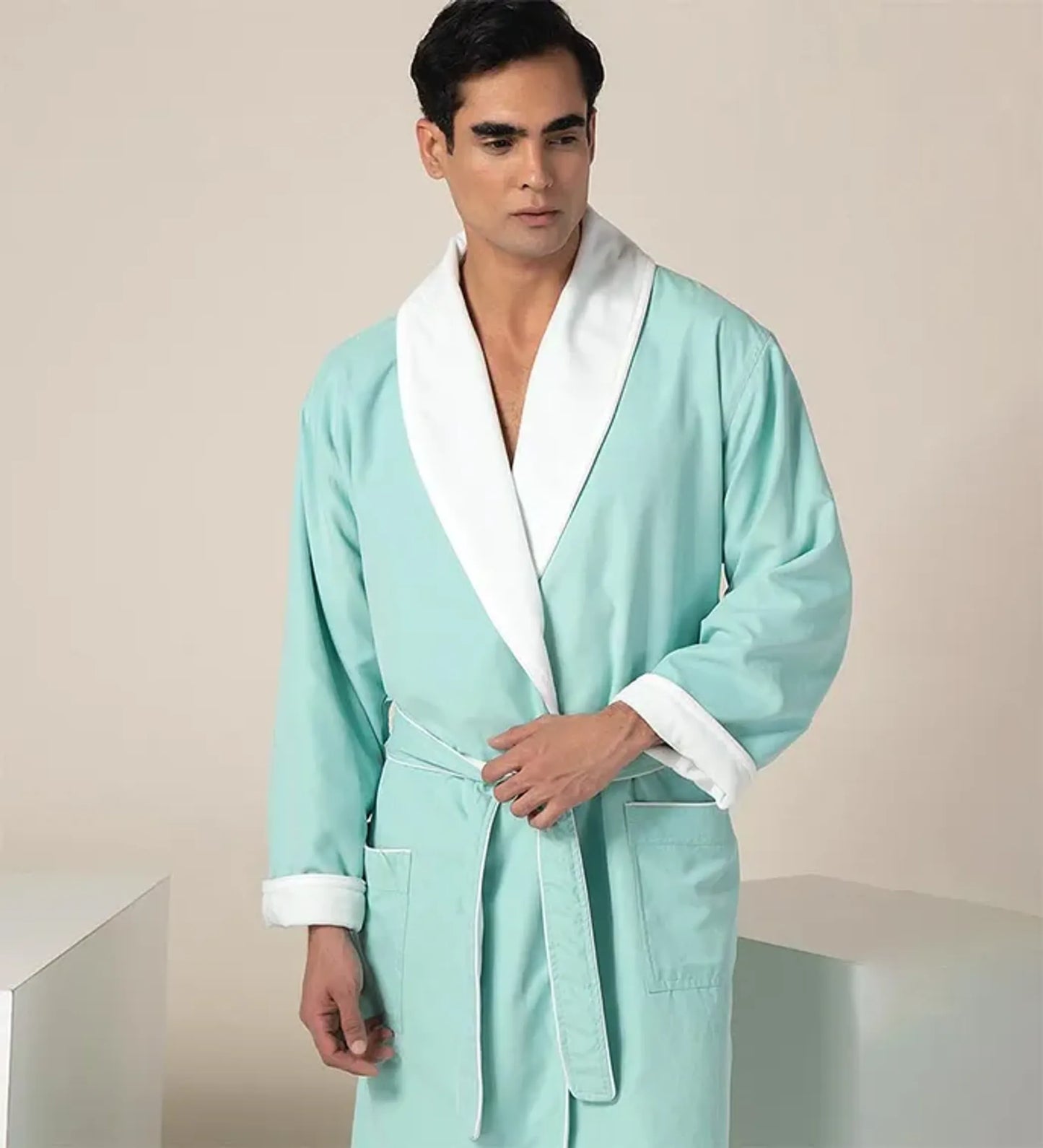 Men’s Plush Lined Double Layer Microfiber Robe – Soft Warm Bathrobe for Home, Spa & Relaxation