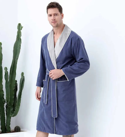 Men’s Plush Lined Double Layer Microfiber Robe – Soft Warm Bathrobe for Home, Spa & Relaxation