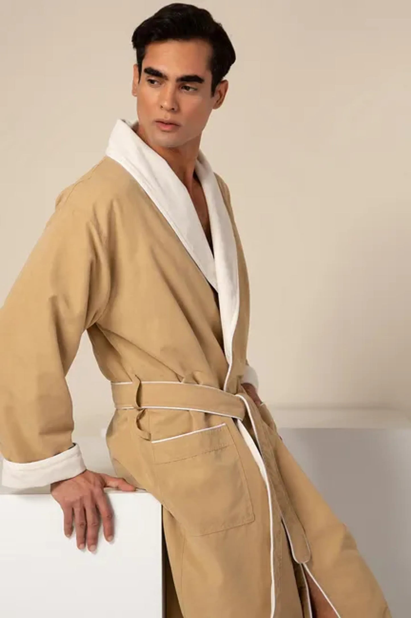 Men’s Plush Lined Double Layer Microfiber Robe – Soft Warm Bathrobe for Home, Spa & Relaxation