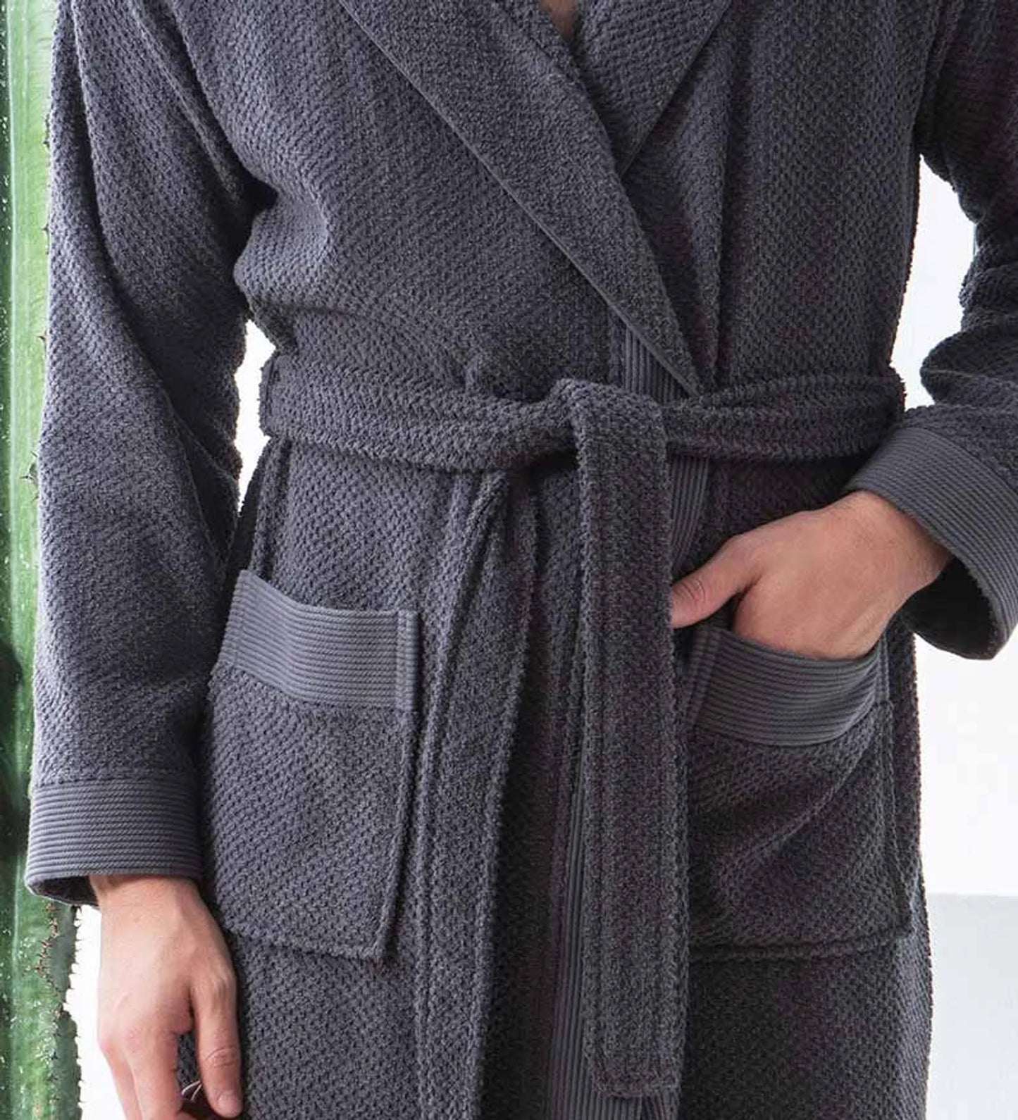Men’s Luxury Turkish Cotton Terry Cloth Robe with Hood – Soft Plush Bathrobe for Home, Spa & Relaxation