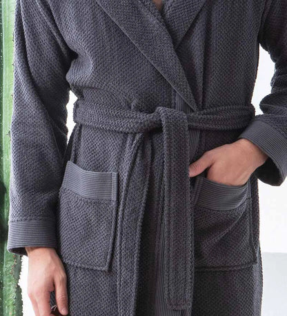Men’s Luxury Turkish Cotton Terry Cloth Robe with Hood – Soft Plush Bathrobe for Home, Spa & Relaxation