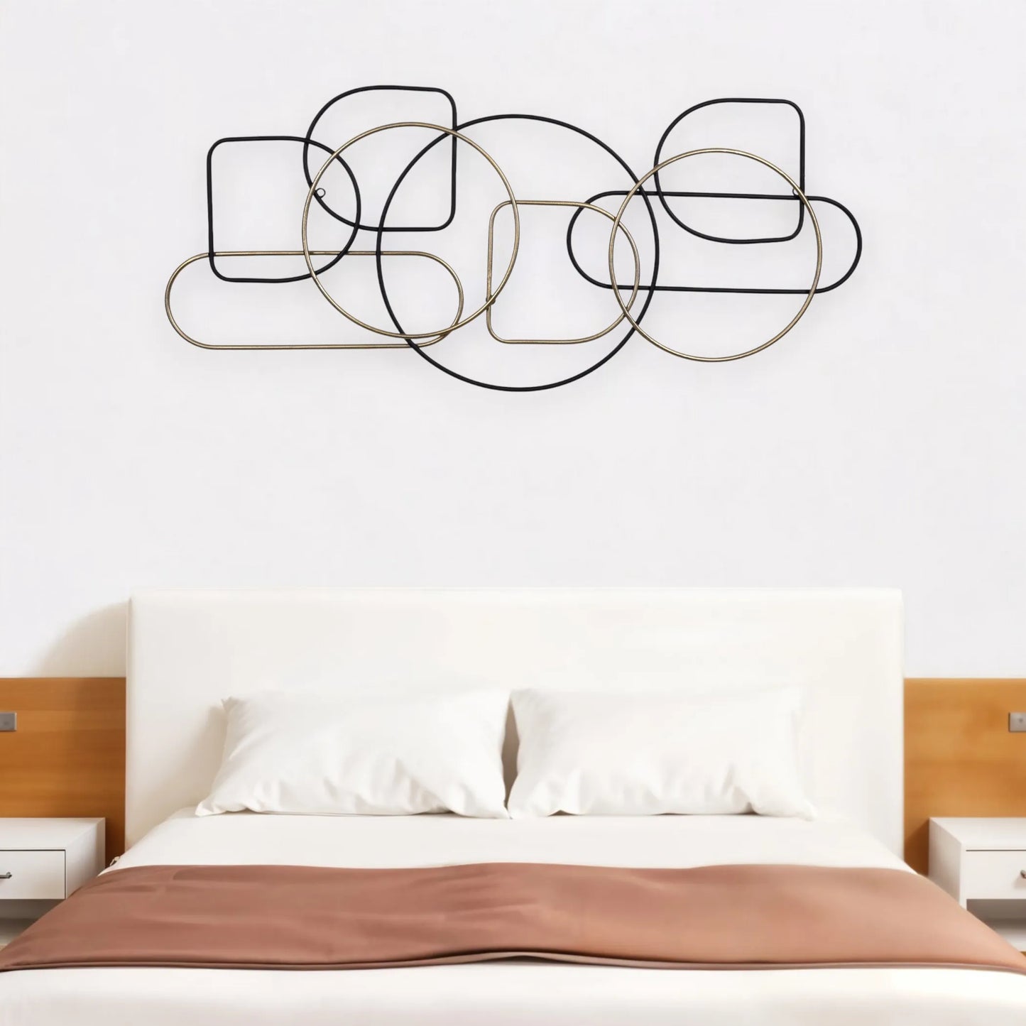 43" Black and Gold Metal Modern Abstract Hanging Dimensional Wall Sculpture – Contemporary Home Décor Accent