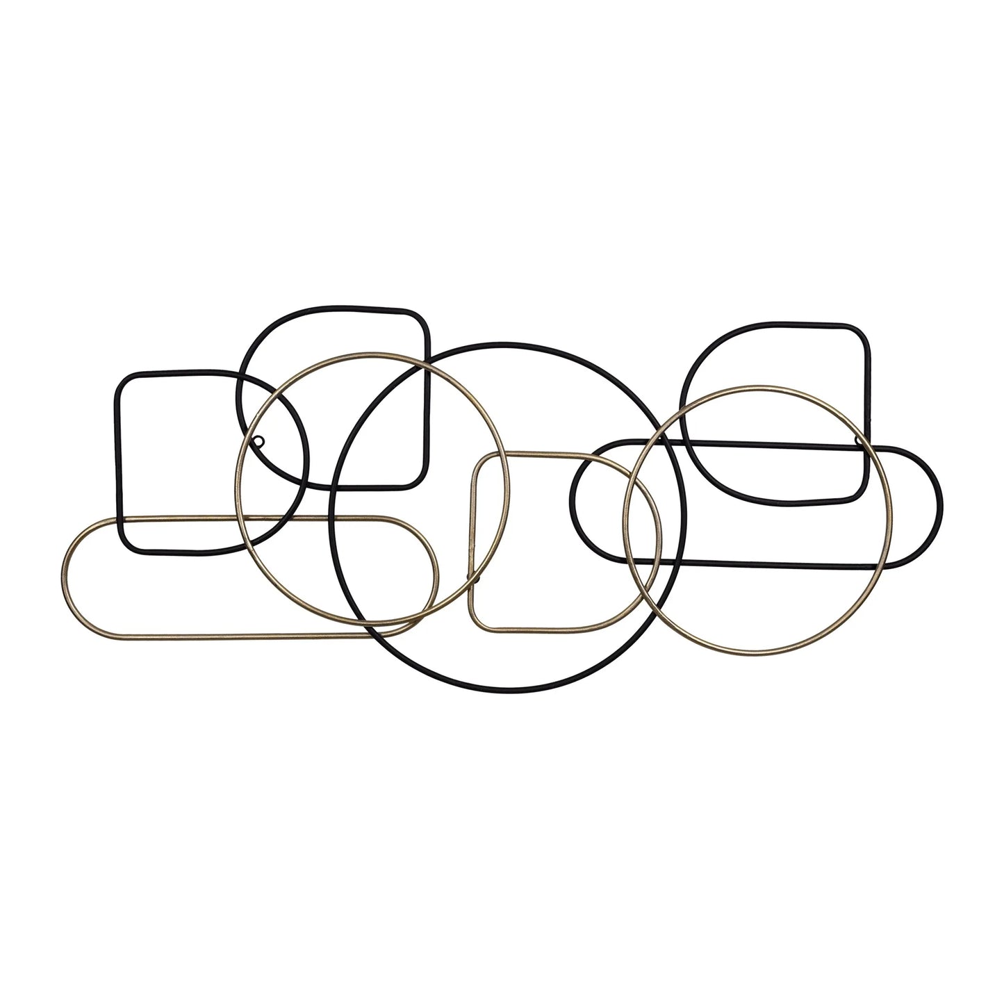 43" Black and Gold Metal Modern Abstract Hanging Dimensional Wall Sculpture – Contemporary Home Décor Accent