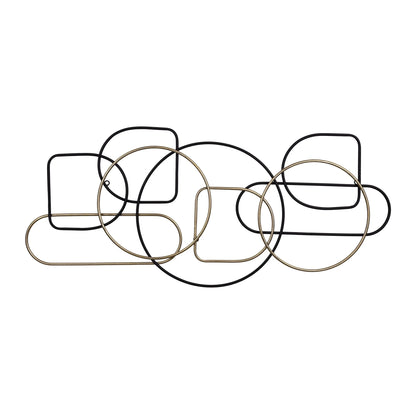 43" Black and Gold Metal Modern Abstract Hanging Dimensional Wall Sculpture – Contemporary Home Décor Accent