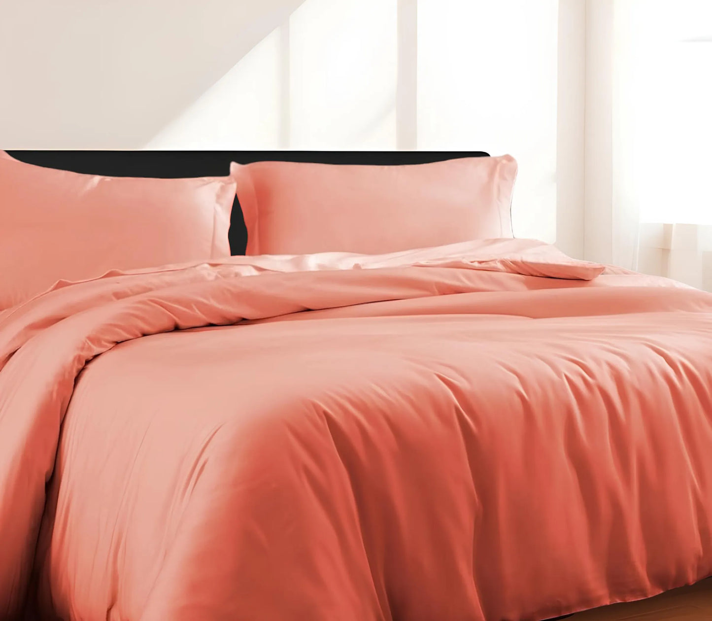 Coral King Cotton Blend 300 Thread Count Washable Duvet Cover Set – Soft Luxury Bedding Set for Bedroom Décor