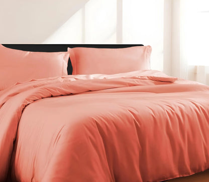 Coral King Cotton Blend 300 Thread Count Washable Duvet Cover Set – Soft Luxury Bedding Set for Bedroom Décor