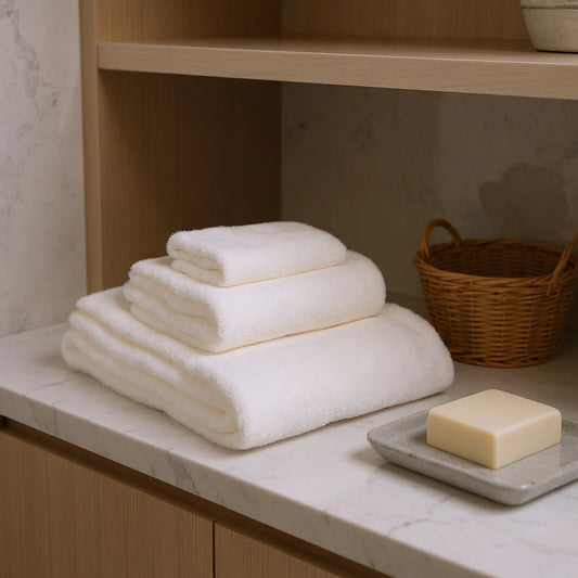 Set of Three Cotton Quick Dry Terry Cloth Towels – Soft Absorbent Bath Towels for Home, Spa & Hotel Use