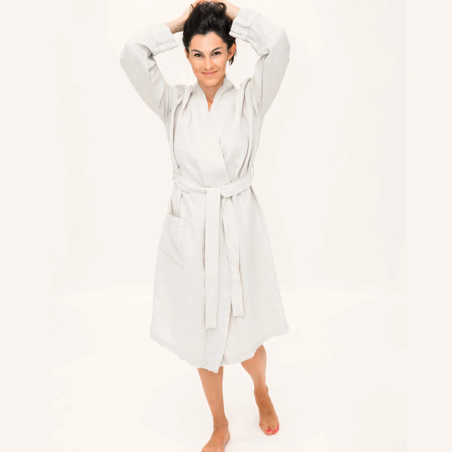 Linen Bathrobe – Lightweight Soft Spa Robe for Home, Beach & Relaxation