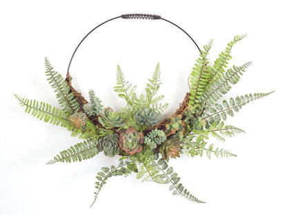Fern and Succulent Wall Decor – 24.5 x 19.25 Inch Greenery Wall Art for Home & Office Décor